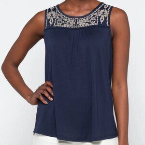 Skies are Blue Traleven Embroidered Yoke Knit Top